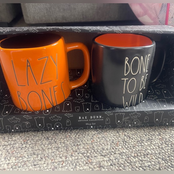 Rae Dunn two pack Halloween mugs “lazy bones” and “born to be wild” - Picture 1 of 4